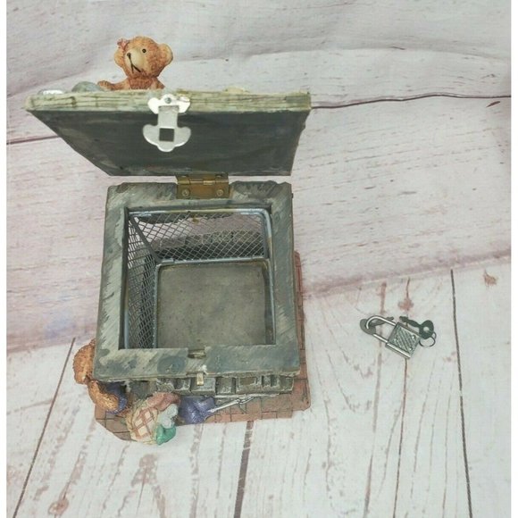 Rare Authentic 3D Bear Lock And Key Decorative Piggy Bank Home Décor - Picture 3 of 12